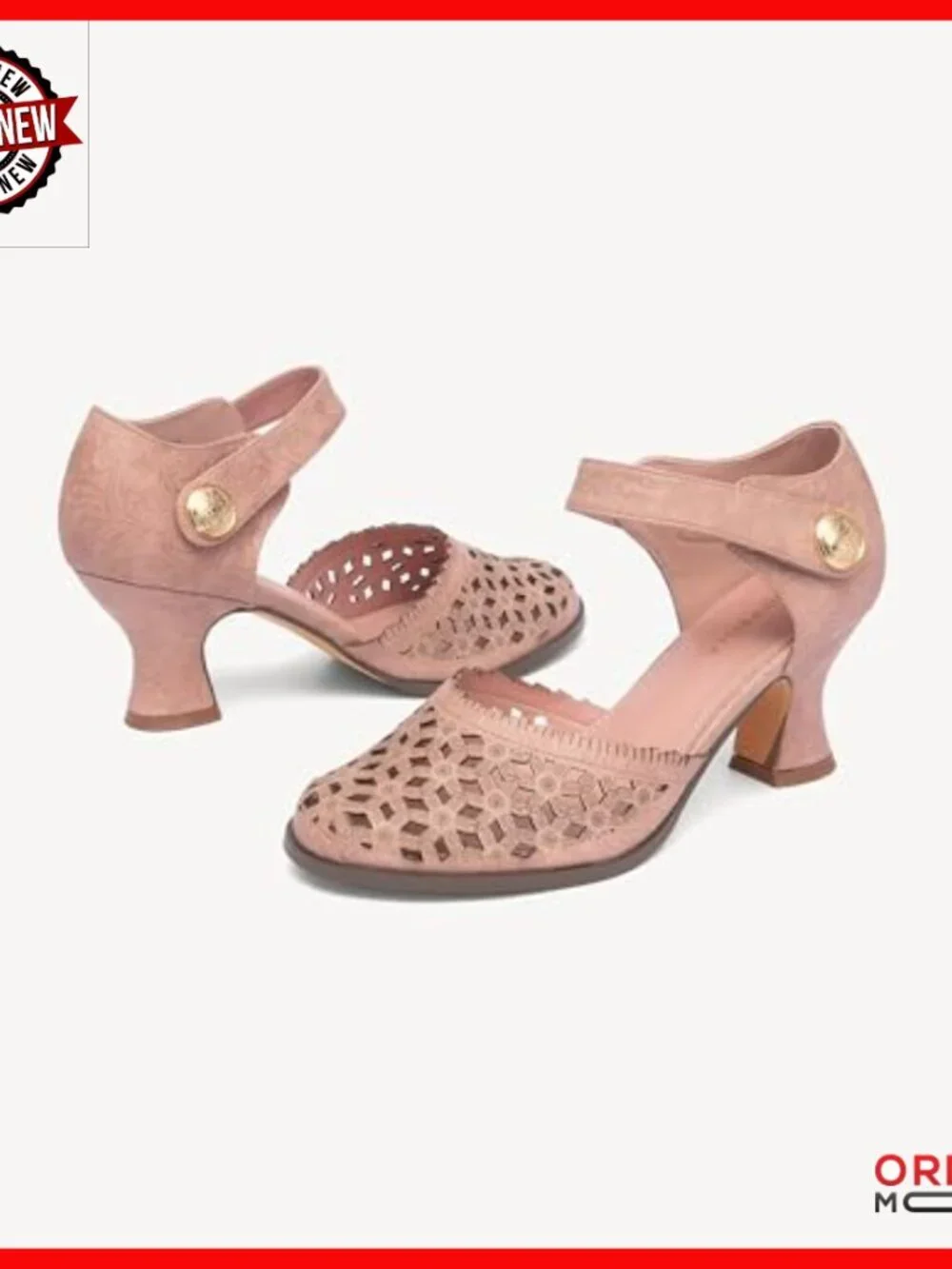 Vintage Mary Jane Pumps with Adjustable Ankle Strap, Flared Heels